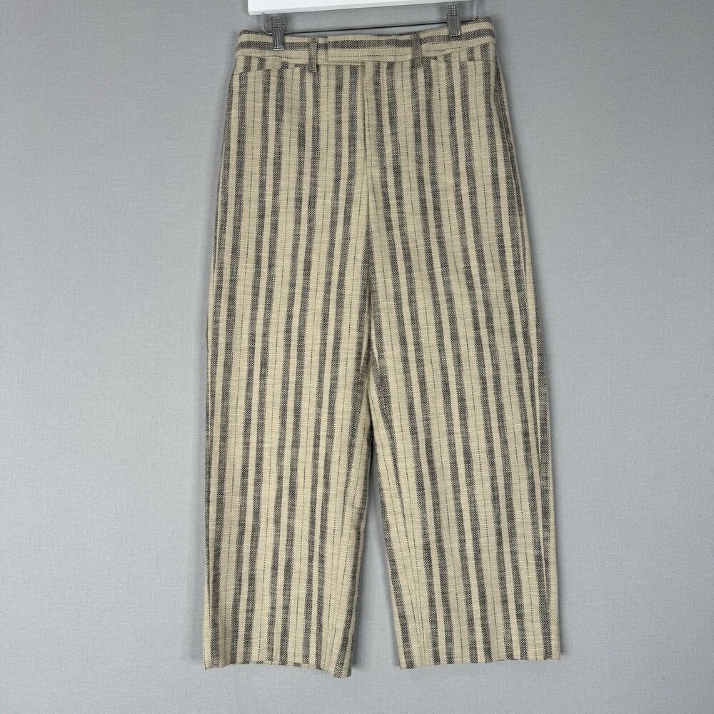 Banana Republic Womens Pants 6 Tan Textured Twill Stripe Straight Trouser Retro